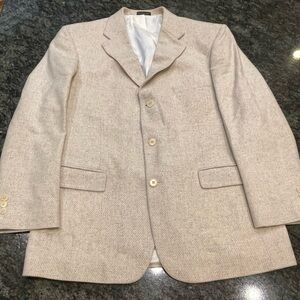 🔥Mens 42R wool/camel hair blend blazer cream/tan shades.  Classic style